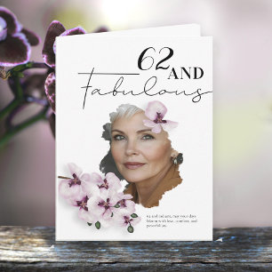 62 & Fantastische Orchideen-Foto-Geburtstagskarte Karte