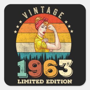 62. Geburtstag 1963 Vintage 62. Geburtstag Frauen Quadratischer Aufkleber