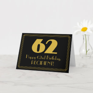 62. Geburtstag: Art Deco inspiriertes Aussehen "62 Karte