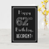 62. Geburtstag: Art Deco Stil # 62 & Individuelle Karte (Gelbe Blume)