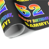 62. Geburtstag: Bold, Fun, Simple, Rainbow 62 Geschenkpapier (Rolleneckpunkt)