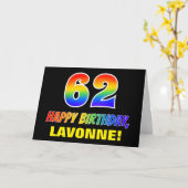 62. Geburtstag: Bold, Fun, Simple, Rainbow 62 Karte (Gelbe Blume)