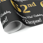 62. Geburtstag: Elegante Luxury Imitate Gold Look  Geschenkpapier (Rolleneckpunkt)