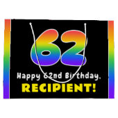 62. Geburtstag: Farbiger Regenbogen # 62, Individu Große Geschenktüte (Rückseite)