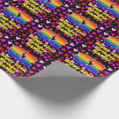 62. Geburtstag: Loving Hearts Pattern, Regenbogen  Geschenkpapier (Ecke)