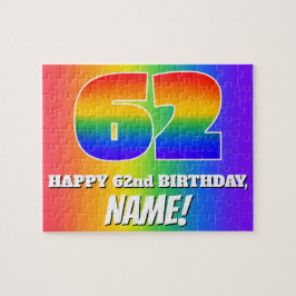 62. Geburtstag — mehrfarbiges Regenbogenmuster "62 Puzzle
