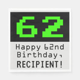 62. Geburtstag - Nerdy / Geeky Style "62" & Name Serviette
