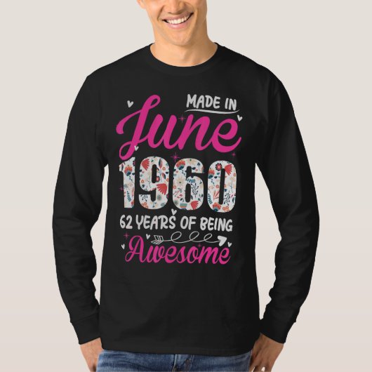 62. Geburtstag Phantastisch seit Juni 1960 T-Shirt (Vorderseite)