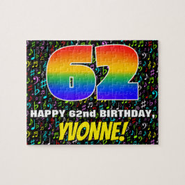 62. Geburtstag — Spaß, farbenfrohe Musiksymbole &  Puzzle