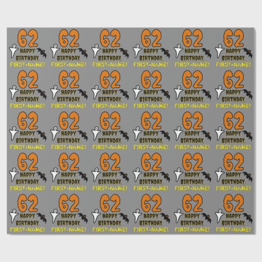 62. Geburtstag: Spooky Halloween Thema, Individuel Geschenkpapier (Flach)
