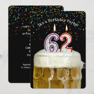 62. Geburtstags-Bier-Party Einladung