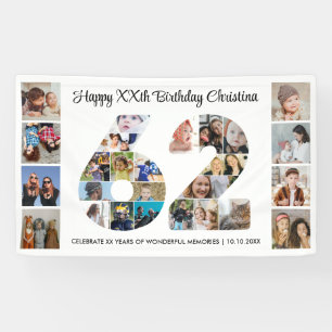 62. Geburtstagsfeier Nummer 62 Fotocollage Banner