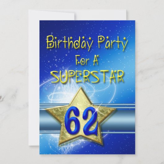 62. Geburtstagsparty Einladung für einen Superstar (Vorderseite)