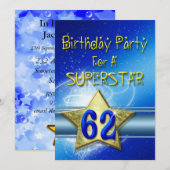 62. Geburtstagsparty Einladung für einen Superstar (Vorne/Hinten)