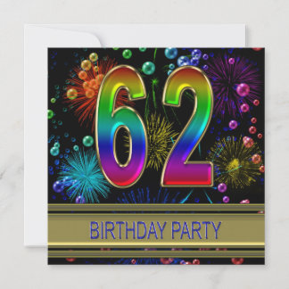 62. Geburtstagsparty Einladung mit Blasen