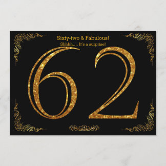 62. Geburtstagsparty, Gatsby-Styl, schwarzer Glitz Einladung
