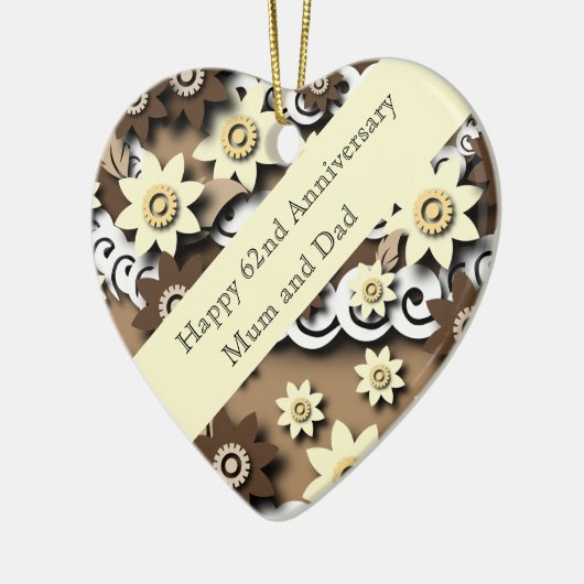 62. Hochzeitstag Keramik Ornament (Links)