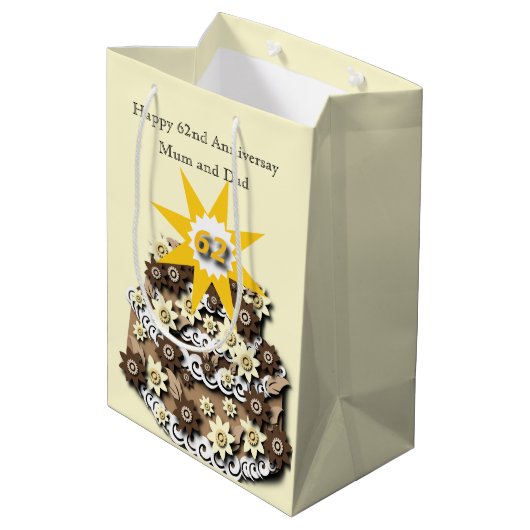 62. Hochzeitstag Mittlere Geschenktüte (Rückseite Schrägansicht)