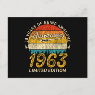 62 Jahre alt 1963 Retro Awesome 62. Geburtstagsges Postkarte