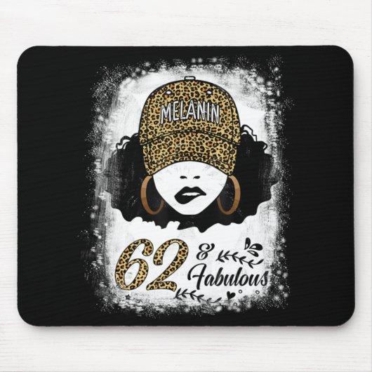 62 Jahre alt Fabulous Melanin Girl Leopard 62. Mousepad (Vorne)