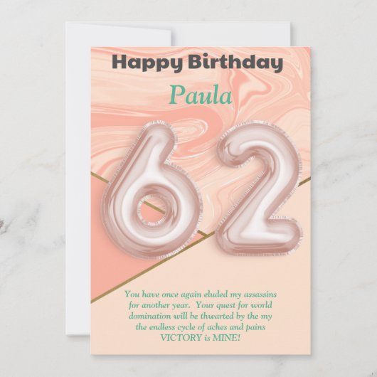 62-jährige Mädchen Happy Birthday Card (Vorderseite)
