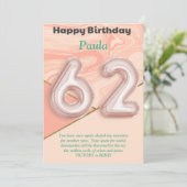 62-jährige Mädchen Happy Birthday Card (Stehend Vorderseite)