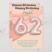 62-jährige Mädchen Happy Birthday Card (Vorne/Hinten)