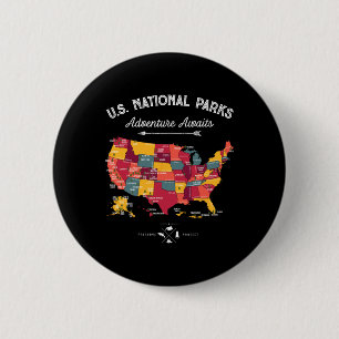 62 Nationalparks Kartengeschenke uns Park Vintage  Button