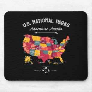 62 Nationalparks Kartengeschenke uns Park Vintage  Mousepad