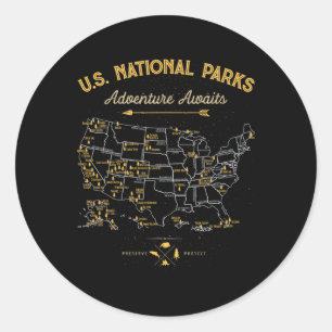 62 Nationalparks Kartengeschenke uns Park Vintage Runder Aufkleber