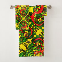 62 Rote Gecko Handtücher SET