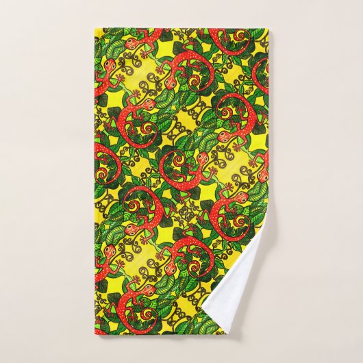 62 Rote Gecko Handtücher SET (Handtuch)