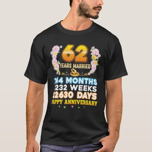 62 Year Married Happy 62Nd Wedding Anniversary Cou T-Shirt (Vorderseite)