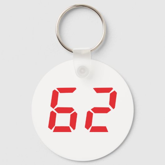 62 zweiundsechzig rote Wecker digitale Nummer Schlüsselanhänger (Vorderseite)