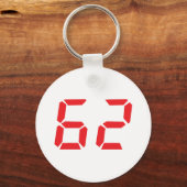 62 zweiundsechzig rote Wecker digitale Nummer Schlüsselanhänger (Vorderseite)