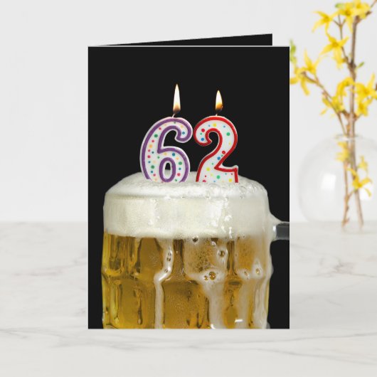 62nd Birthday Beer Karte (Gelbe Blume)