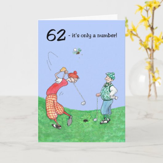 62nd Birthday Card for a Golfer Karte (Gelbe Blume)