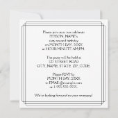 62nd Birthday Party: Art Deco Style w/ Custom Name Einladung (Rückseite)