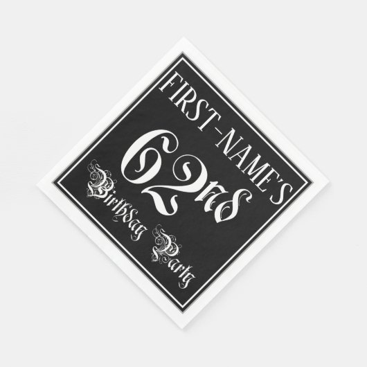 62nd Birthday Party — Fancy Script + Custom Name Serviette (Ecke)