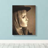 6332-2-Frau mit Top Hat and Feathers Leinwanddruck (Insitu (Holzboden))