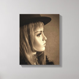 6332-2-Frau mit Top Hat and Feathers Leinwanddruck