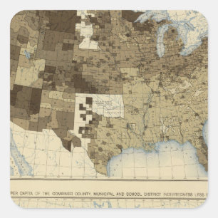 63 Besteuerung, Verschuldung 1890 Quadratischer Aufkleber