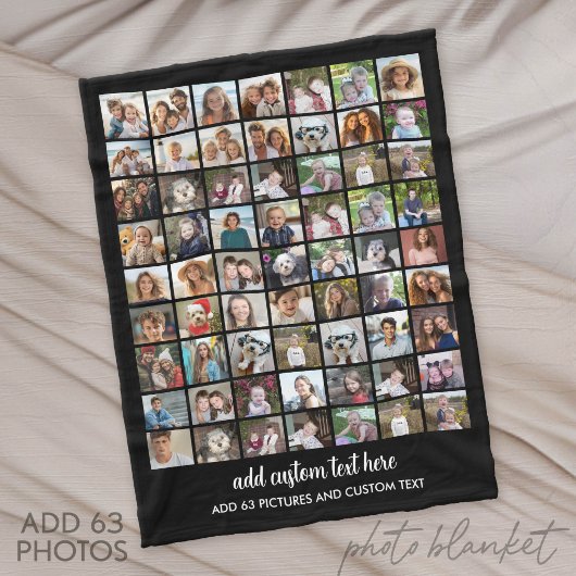 63 Foto-Collage-Raster - Benutzerdefinierter Text  Fleecedecke