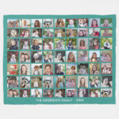 63 Foto-Collage-Raster mit Text - grün Fleecedecke (Vorderseite (Horizontal))