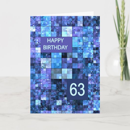63. Geburtstag, Blue Squares, Karte (Vorderseite)