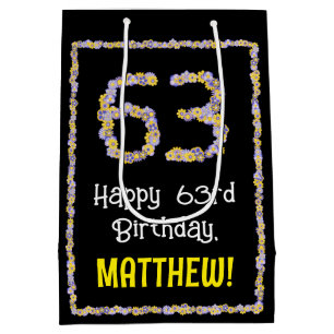 63. Geburtstag: Blumennummer, Individuelle Name, B Mittlere Geschenktüte