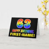 63. Geburtstag: Bold, Fun, Simple, Rainbow 63 Karte (Gelbe Blume)