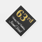 63. Geburtstag ~ Elegante Luxuriöse Imitate Gold L Serviette (Ecke)