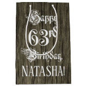 63. Geburtstag: Extravagant, Imitate Holzsehen + I Mittlere Geschenktüte (Vorderseite)