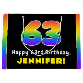 63. Geburtstag: Farbiger Regenbogen # 63, Individu Große Geschenktüte (Vorderseite)